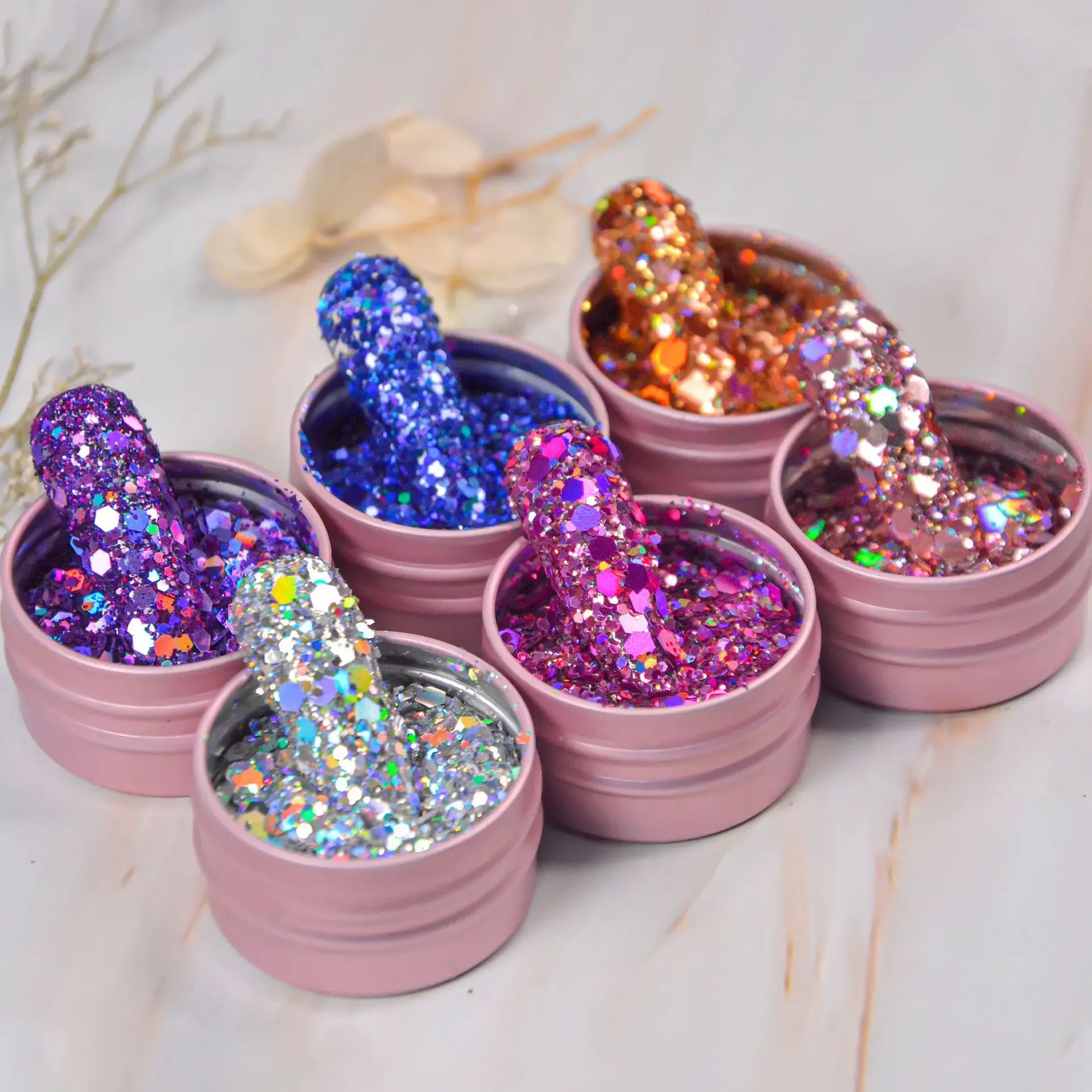 Iridescent Nail Art Sequins Silver Nail Chunky Glitter DIY Chrome Powder Sparkly Hexagon Chunky Flakes Manicures Decorations