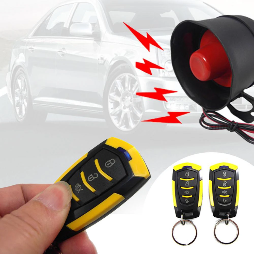 Car Alarm Kit 12V Universal Vehicle Security System with 2 Remote Control Wiring Harness