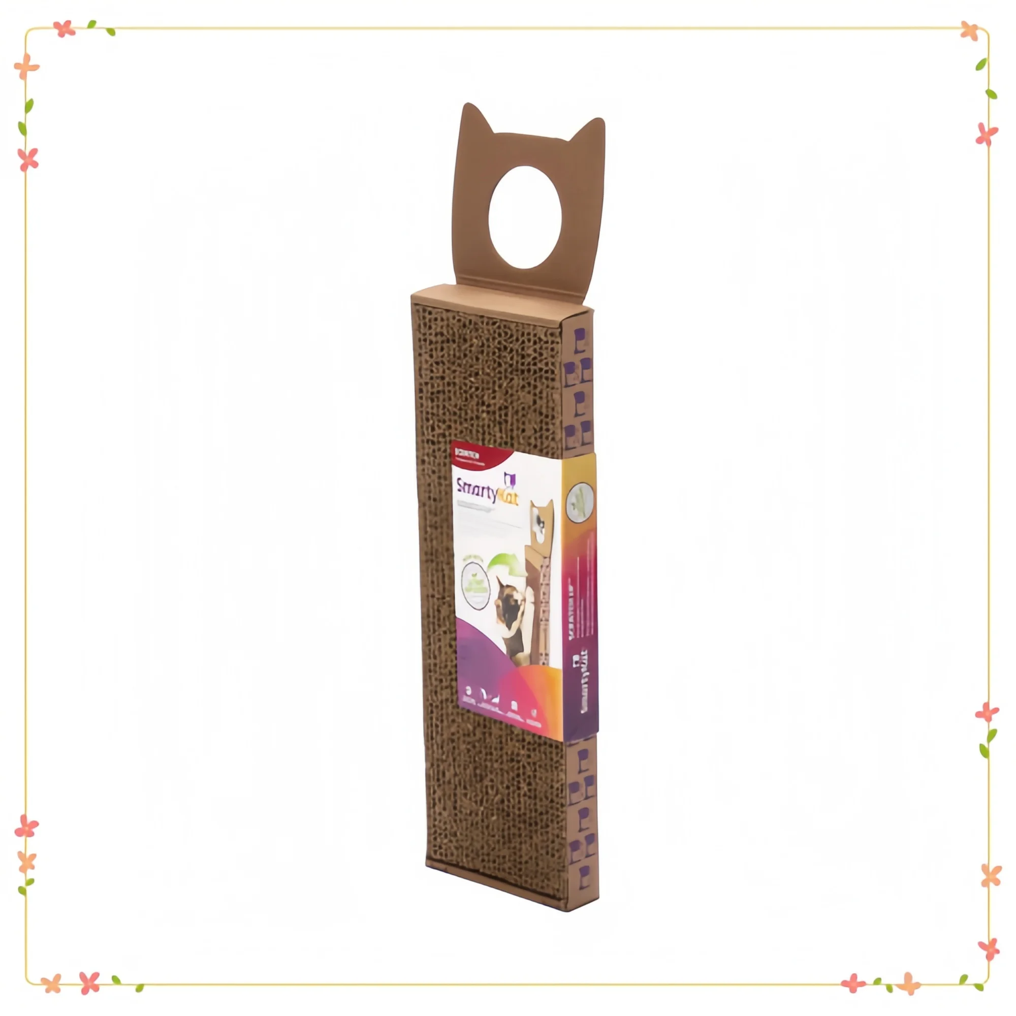 Wall-Mounted Cat Scratcher – Brown Corrugated Post with Catnip Infusion for Indoor Cats