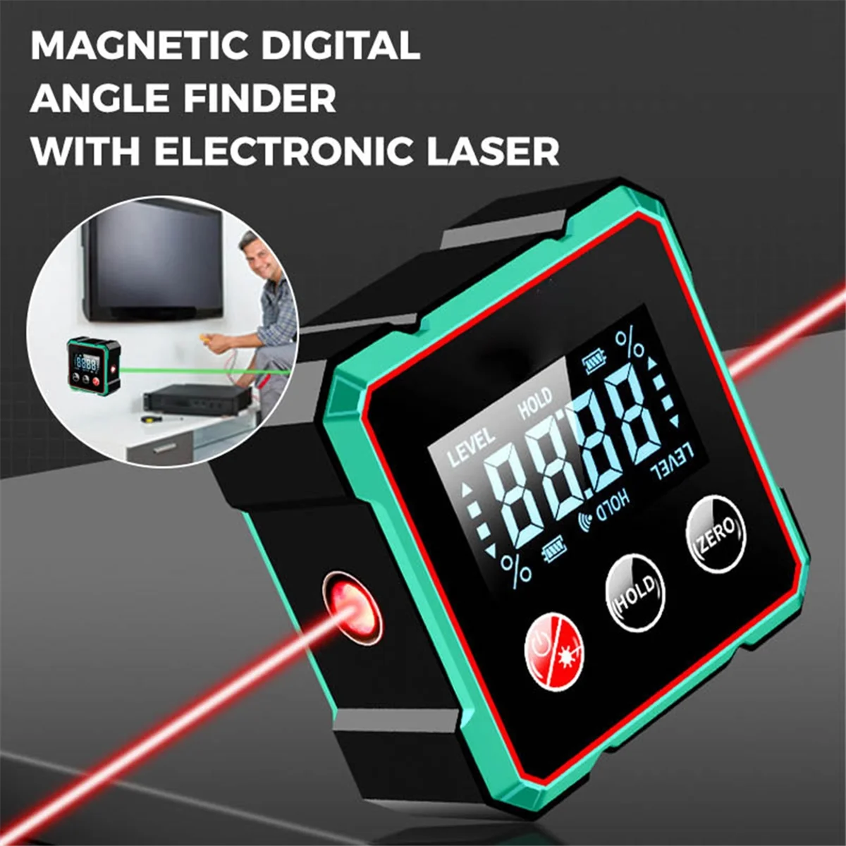 SEMOIC Magnetic Digital Angle Finder with Electronic Laser Gauge Protractor Inclinometer Level Magnets Level Ruler