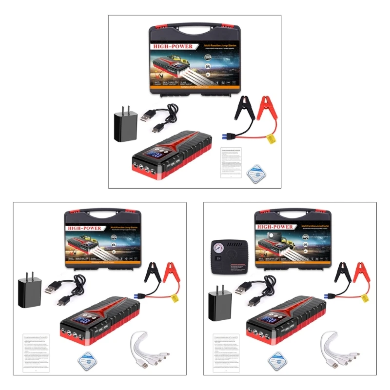 

298000mAh 12V Lithium Jump Starter Box, Car Booster Pack, Portable Charger with LED Light