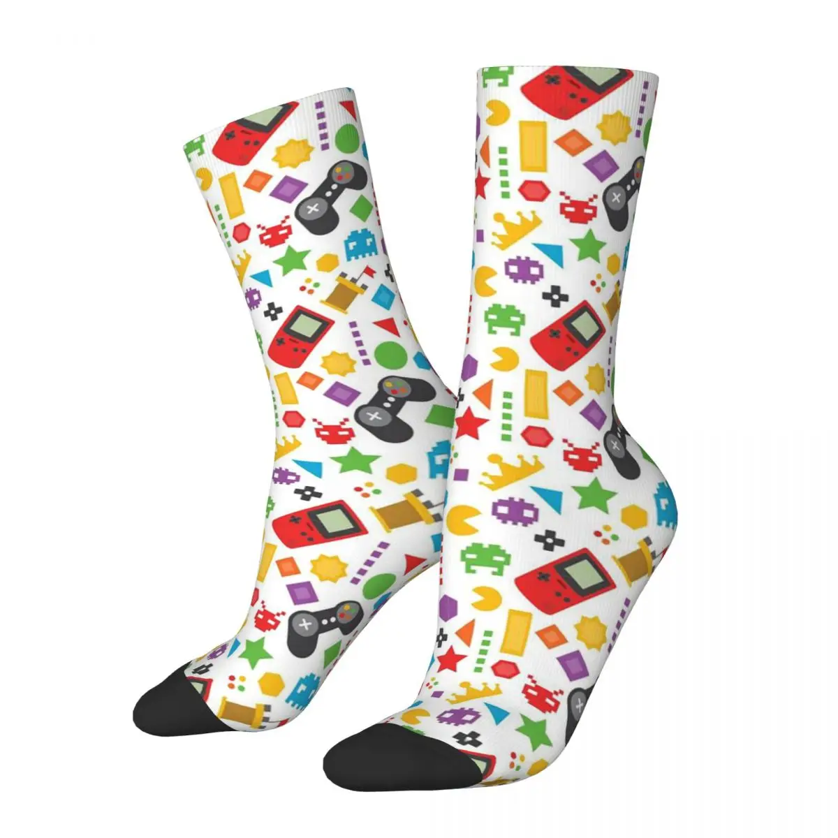 

Hip-hop Gamer Handle Cool Skateboard Socks Game Lovers Polyester Middle Tube Socks for Unisex Sweat Absorbing