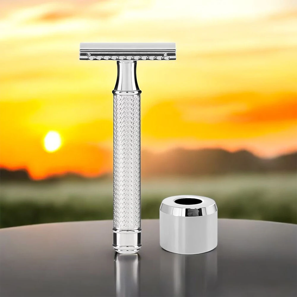 JOKMAE 07TS rasoir de sécurité en acier inoxydable pour homme avec support Double lame support Base rasoir sûr Machine à raser pour hommes