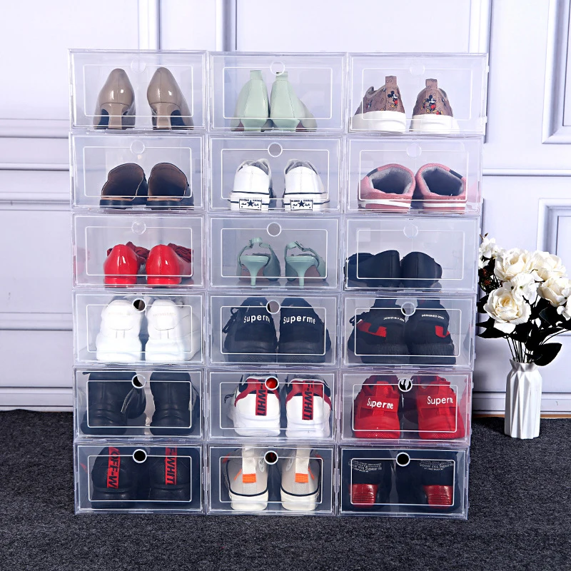 Foldable Shoes Organizers Thickened Shoe Box Drawer Case Transparent