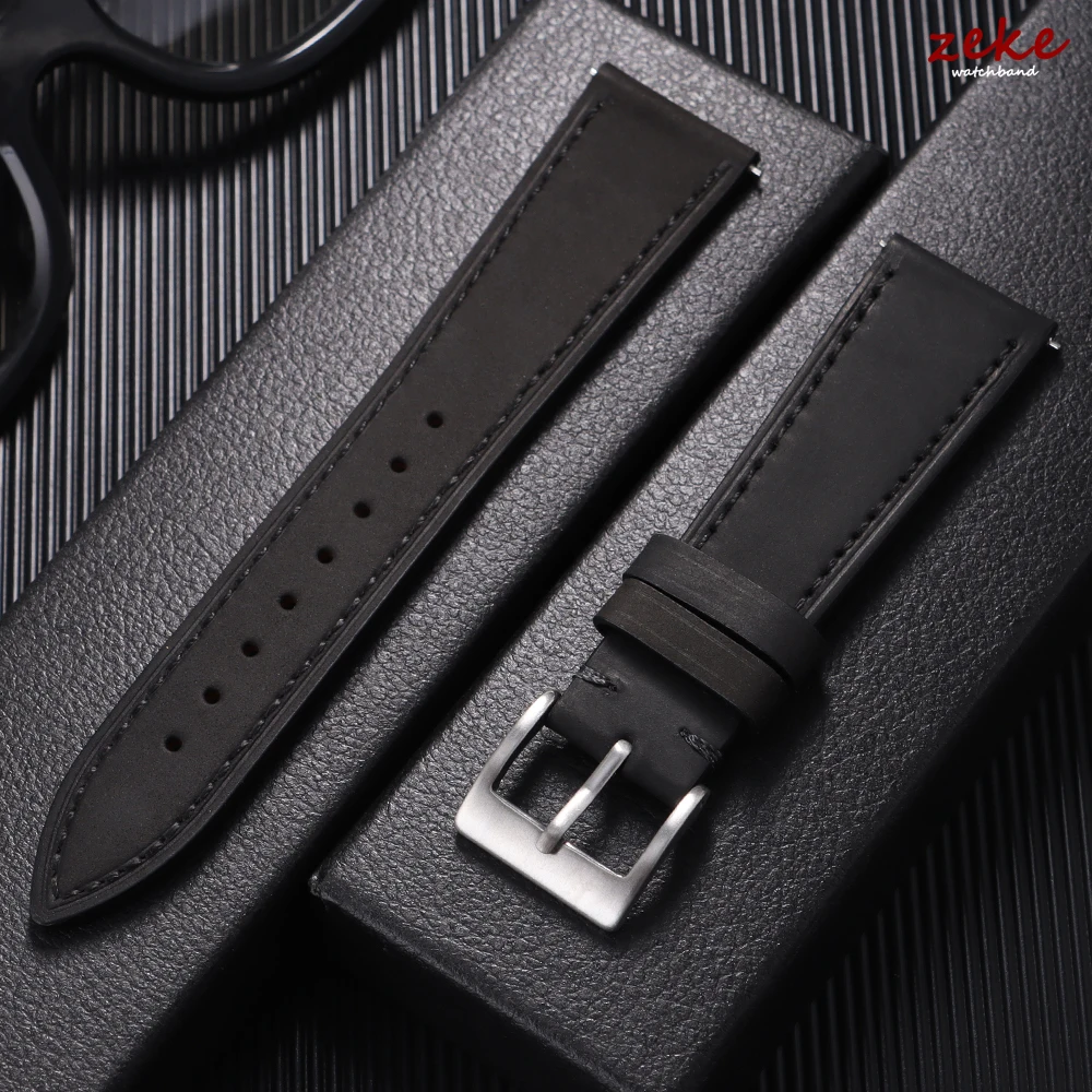 Vintage Crazy Horse Leather Watchband - Retro Cowhide Strap