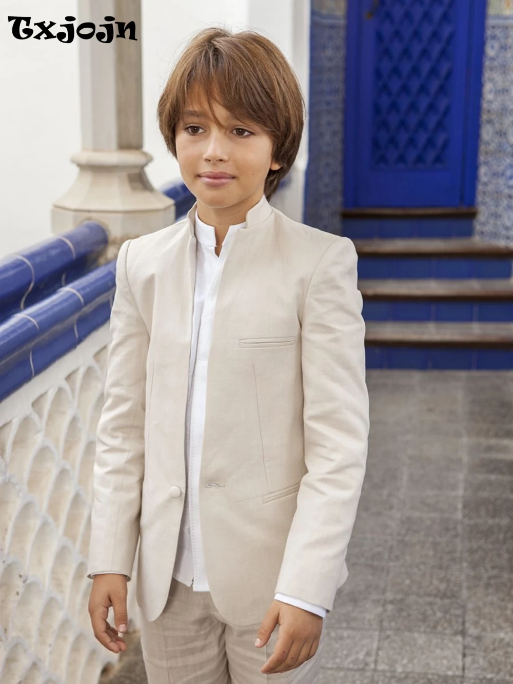 Costume En Lin Beige Pour Enfant 2 Ans - Ensemble 5 Pièces Mariage/baptême - Neuf Avec étiquettes