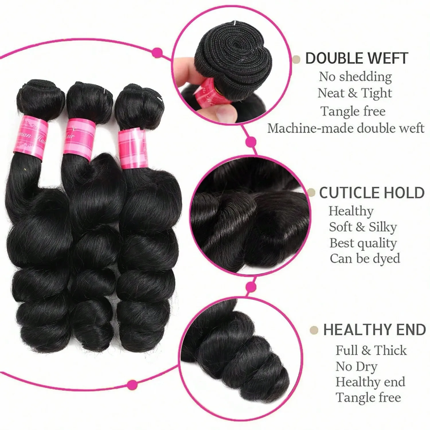 26 28 30 Inch Loose Deep Wave Human Hair Bundles Curly Hair Brazilian Weaving 1/3/4 Natural Color Braiding Unprocessed Bundle 4