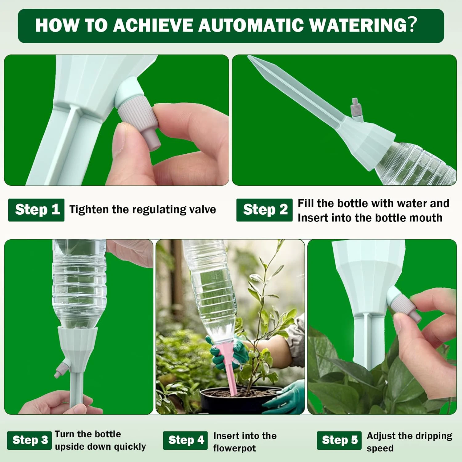 Adjustable Drip Irrigation Watering Spikes for Potted Plants - Set of 3