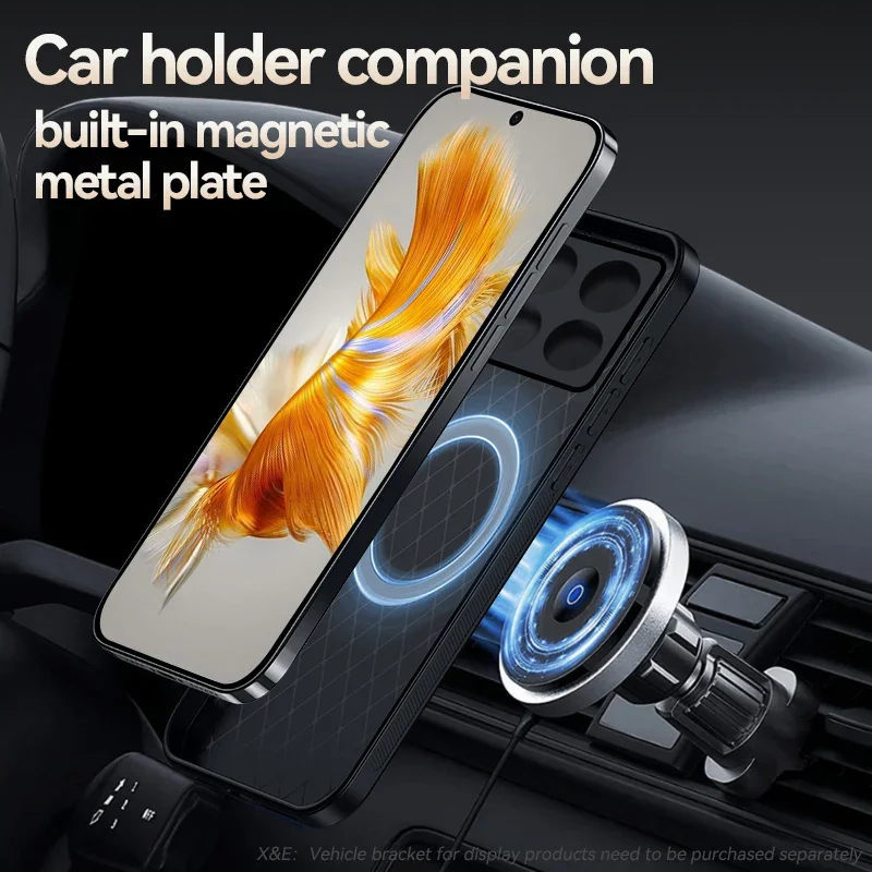 For Xiaomi Poco X6 Pro 5G Case With Metal Plate Magnetic Car Holder Phone Case For PocoX6 Pro X 6 X6Pro Soft Leather Back Cover