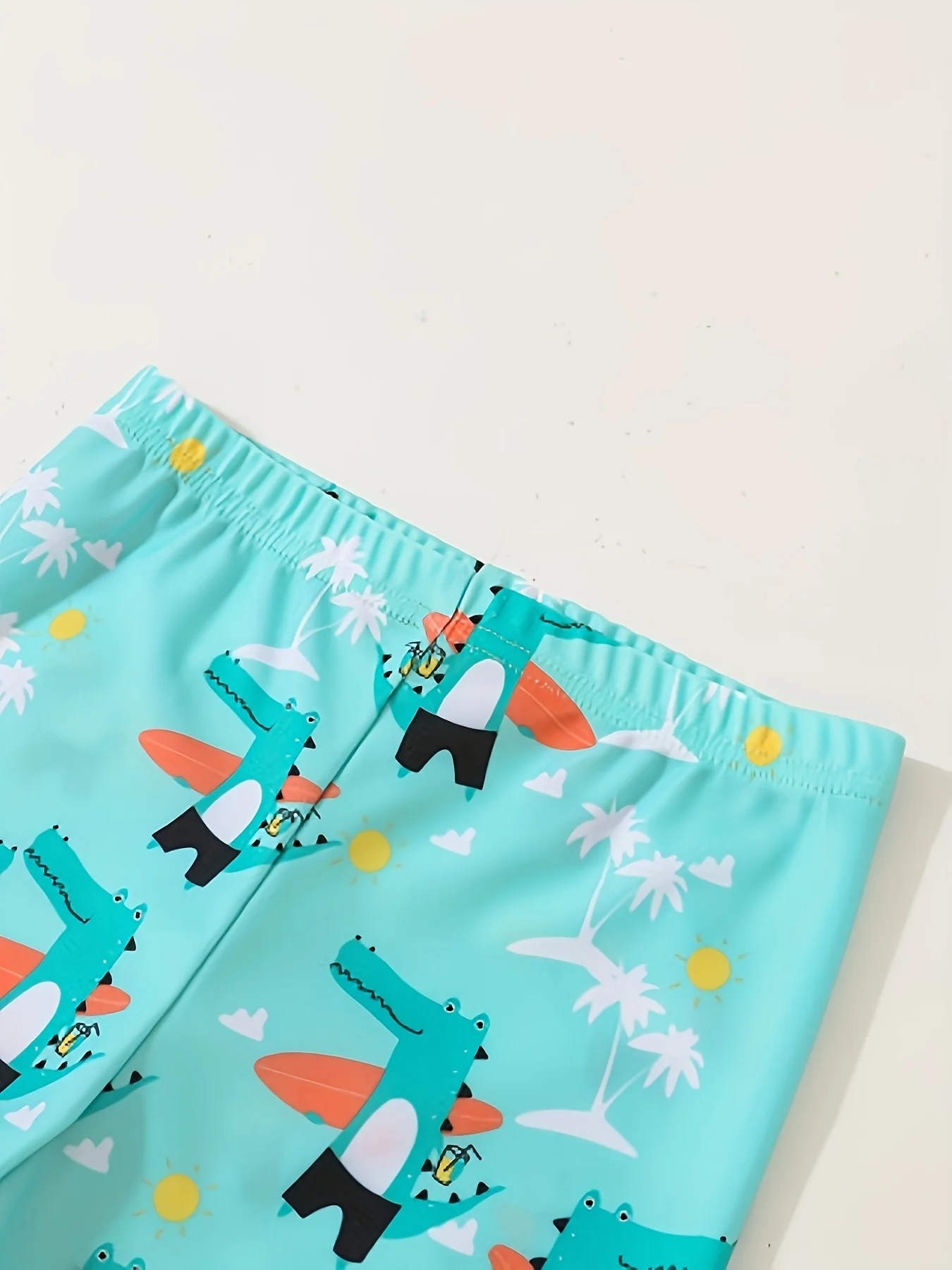 아동용 해변 수영 반바지 - 열대 공룡 패턴, 가볍고 속건성, 여름 해변에 가장 적합