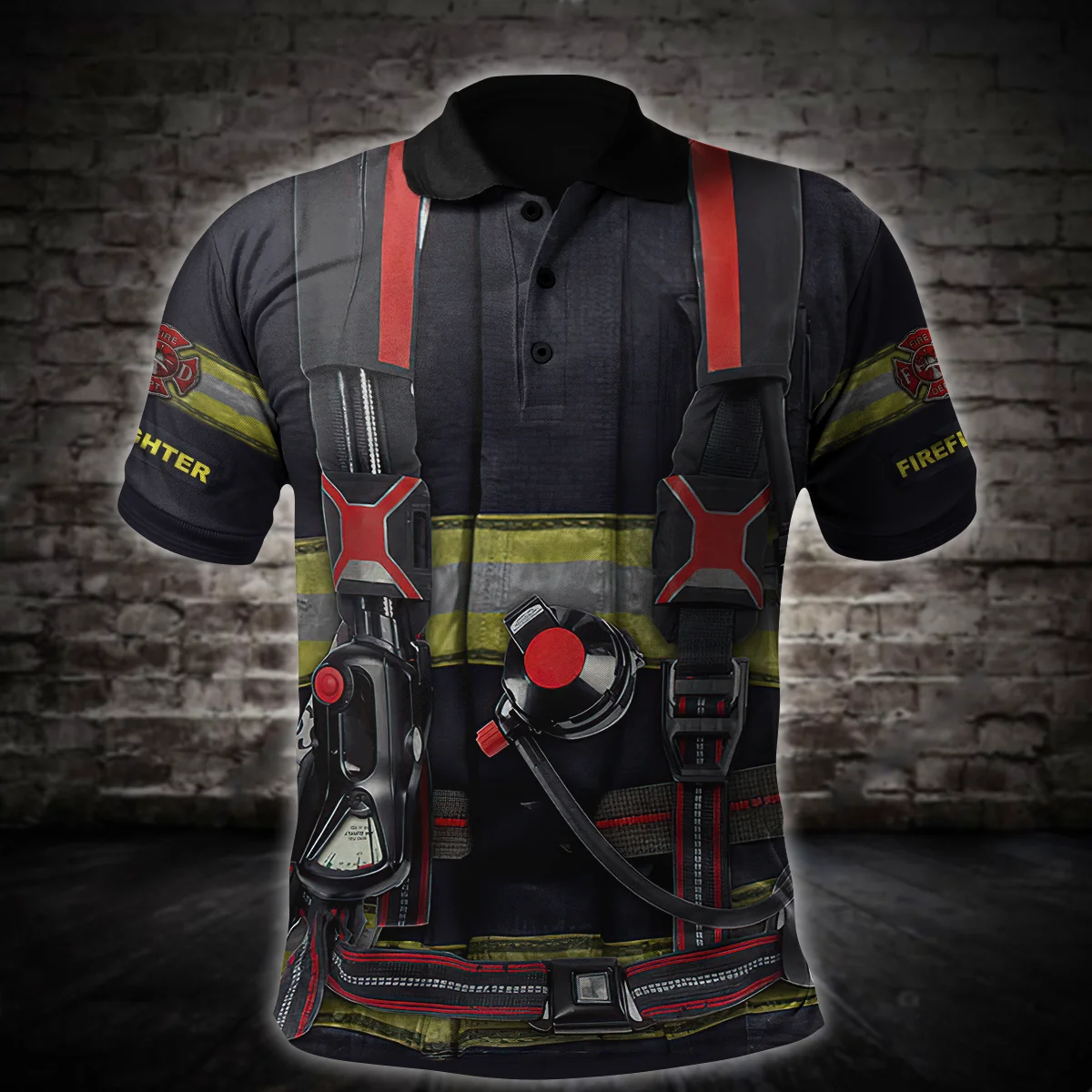 Personalisierter Name Brave Firefighter 3D-gedrucktes Herren-Poloshirt Sommer Kurzarm-T-Shirt Street Casual POLO-Shirt Tops WK10 – Detail 6