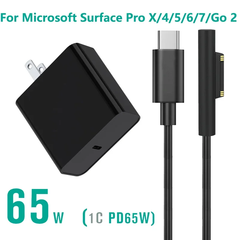 15V 4A 65W USB C Charger for Microsoft Surface Pro 4 Pro 5 6 7 X 65W Universal USB Type C Laptop Power Adapter