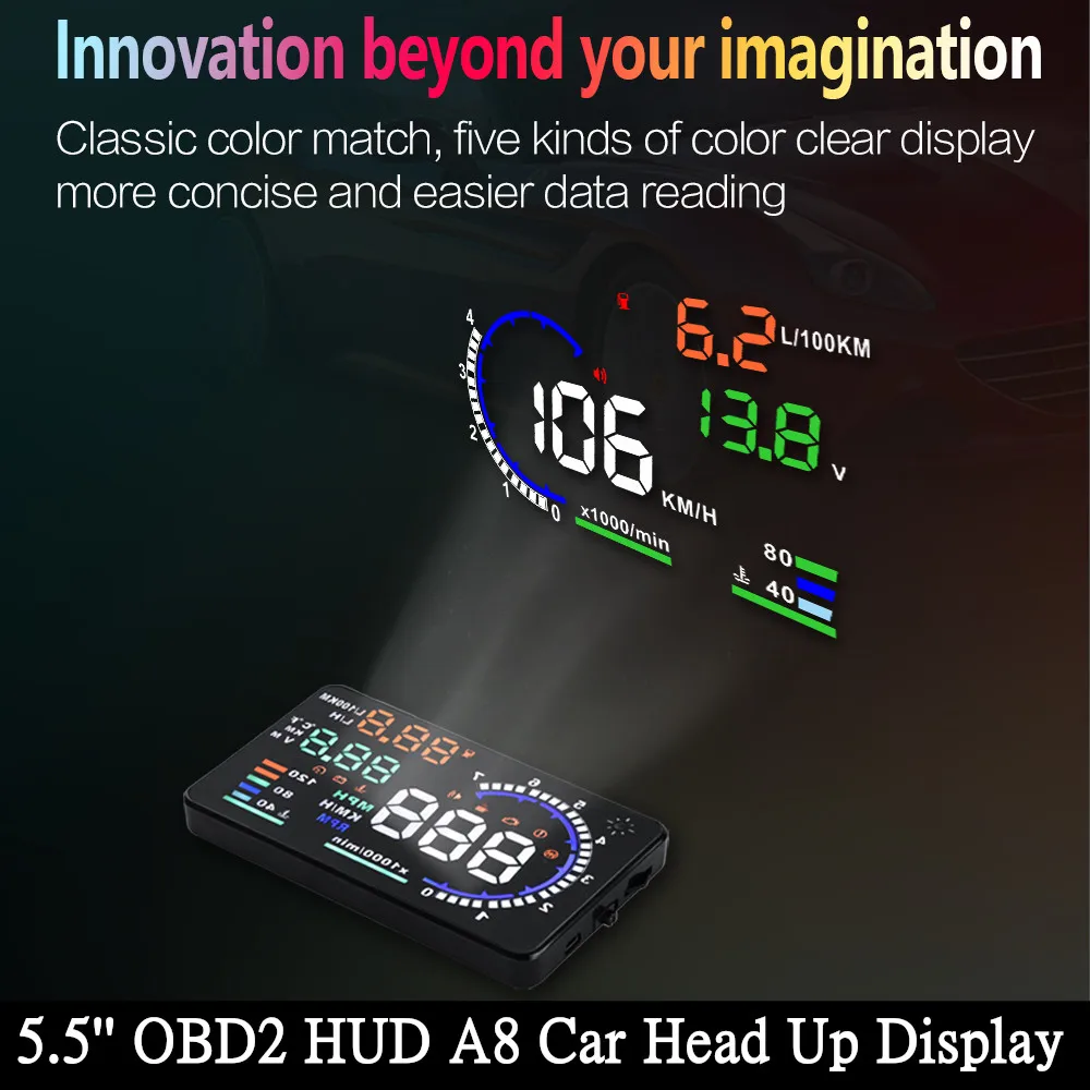 A8 5.5'' OBD2 EOBD HUD Car Head Up Display