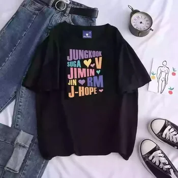Kpop Printed Men's And Women's T Shirt Jungkook Jimin V J-Hope Rm Jin Short-Sleeved Casual Fashion Top Quality T-Shirt 1