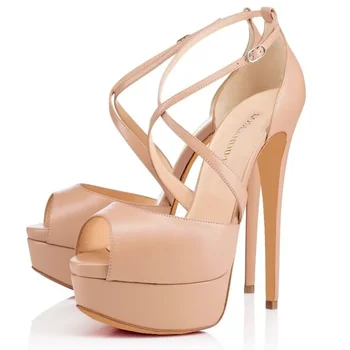 LOSLANDIFEN Women Pumps Nightclub Sandal Ultra Fashion Bride Shoes 14cm Super High Heels Sandals Pump Leather Platform 817-23MA 1