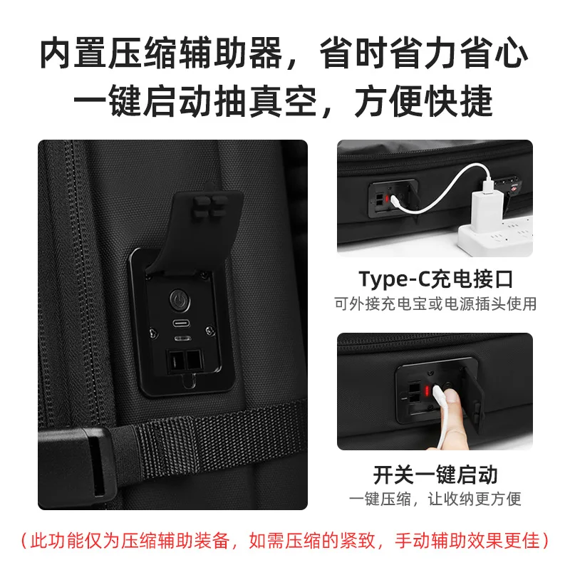 Zaino Ultra-Capiente per Affari e Casual, Borsa per Computer da Uomo, Zaino da Viaggio di Alta Gamma, Zaino Espandibile con Compressione Sottovuoto - immagine 3