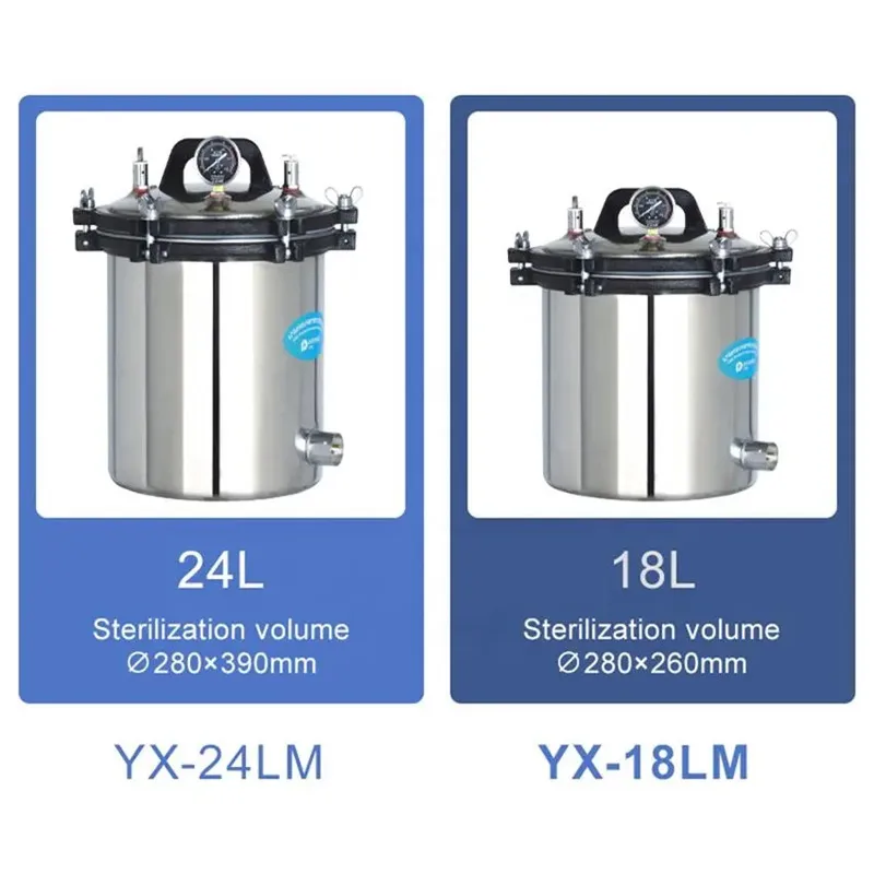 IKEME High Pressure Steam Sterilizer 24L Portable Autoclave Steam Sterilizer Electric Heating Autoclave Laboratory Equipment