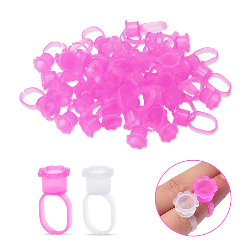 

50/100Pcs Disposable Eyelash Glue Rings Holder Container Tattoo Pigment Eyelash Extension Tools Easy Fan Lash Cup Supplies