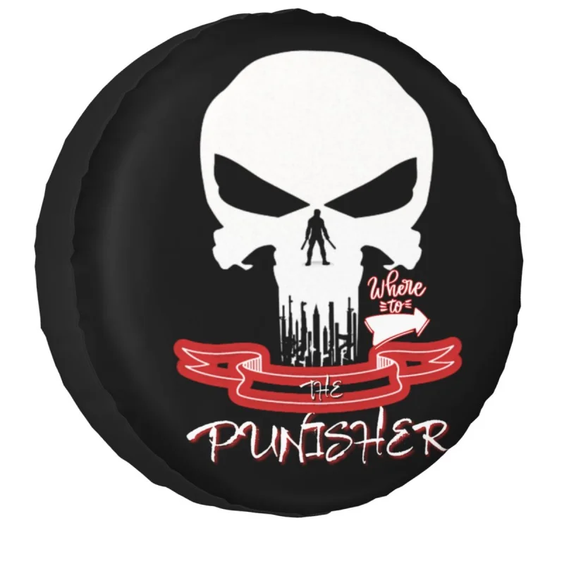 

Vintage Skeleton Punishers Skull Spare Tire Cover for Jeep Honda Custom Waterproof Dust-Proof Car Wheel Covers 14" 15" 16" 17"