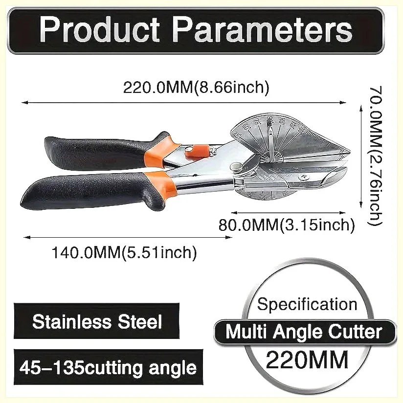 45-135도 각도 조절 가능 마이터 커터 ? 플라스틱, PVC, 몰딩 트림, 벽면 패널용 다각도 가위