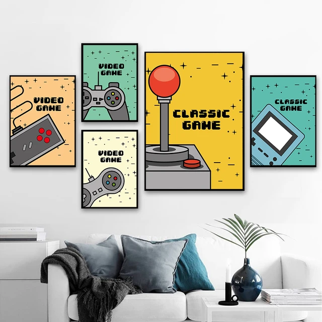 Retro jogo cartaz de vídeo jogo arte da parede quadros pintura em