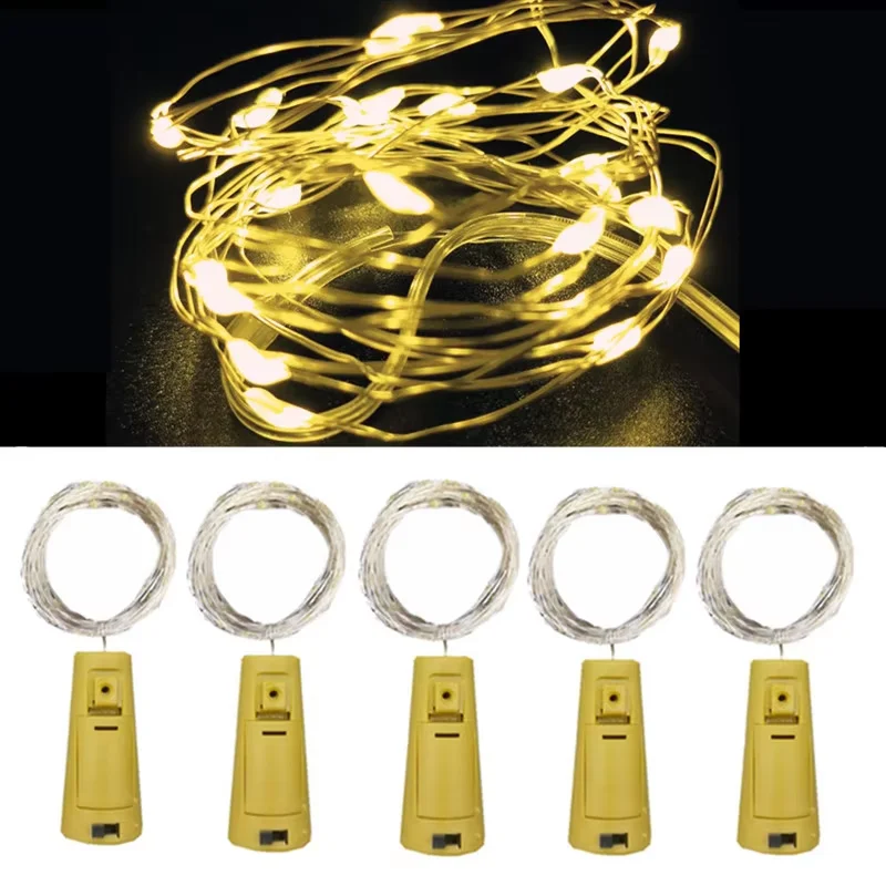 Decorative lights led string lights led fairy lights string lights 5 Pack battery powered bottle string lights fairy lights with copper wire automatic night lights for parties wedding decorati