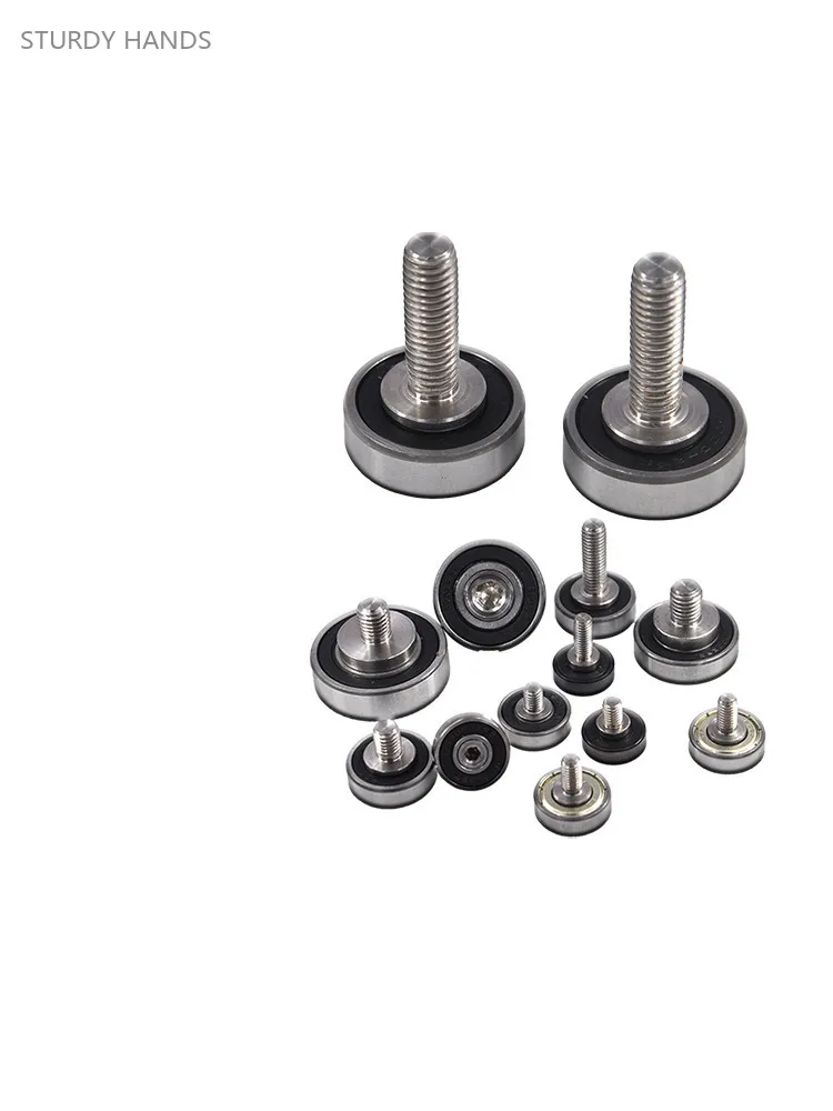 Stainless Steel External Thread Bearing Pulley 10pcs with Bolt Metal Roller Guide Wheel Drawer Track Wheel Furniture Hardware