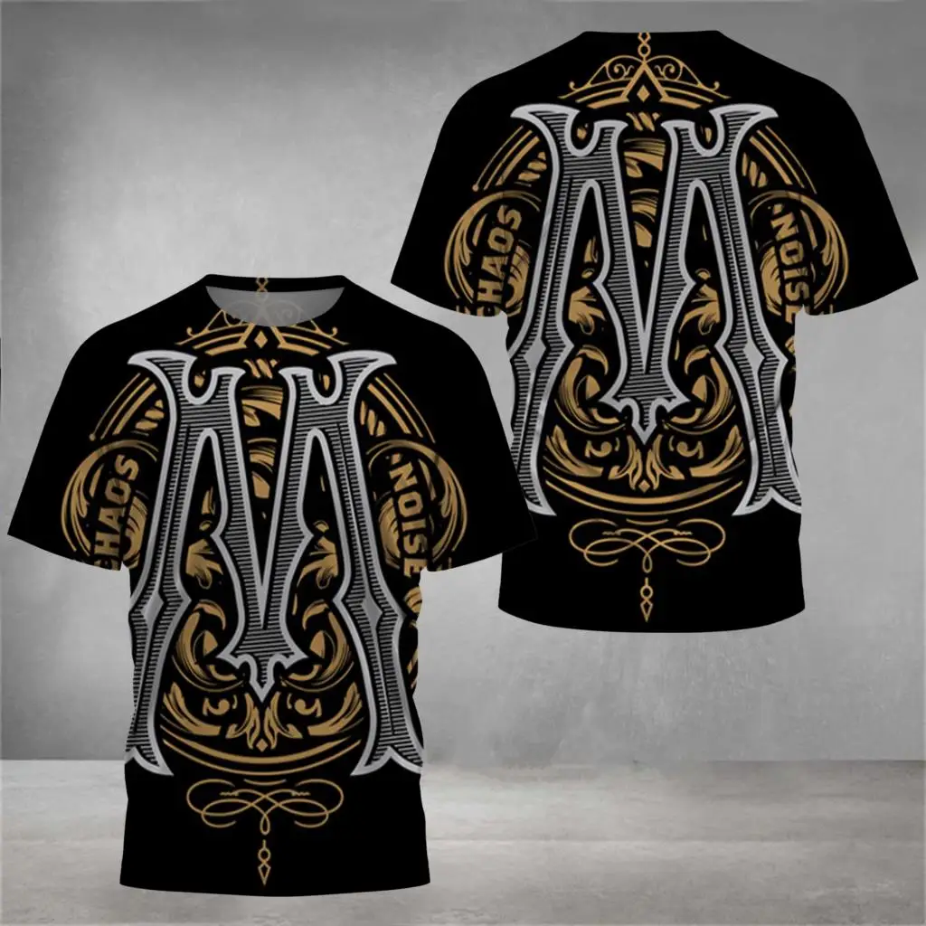 

Fashion Printing Short Sleeve Letter 3D Printing Fashion Casual Shirt Round Neck Men's T-shirt