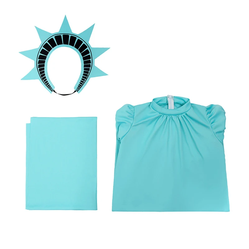 New Arrival Child Patriotic USA Lady Liberty Halloween Fancy Dress Up Girls Statue of Liberty Costume Kids Clothes Clothing Set