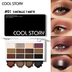 Twelve - Color Nude & Earth Tone Eye Shadow Palette with Matte, Shimmer, and Glitter Finishes (01)