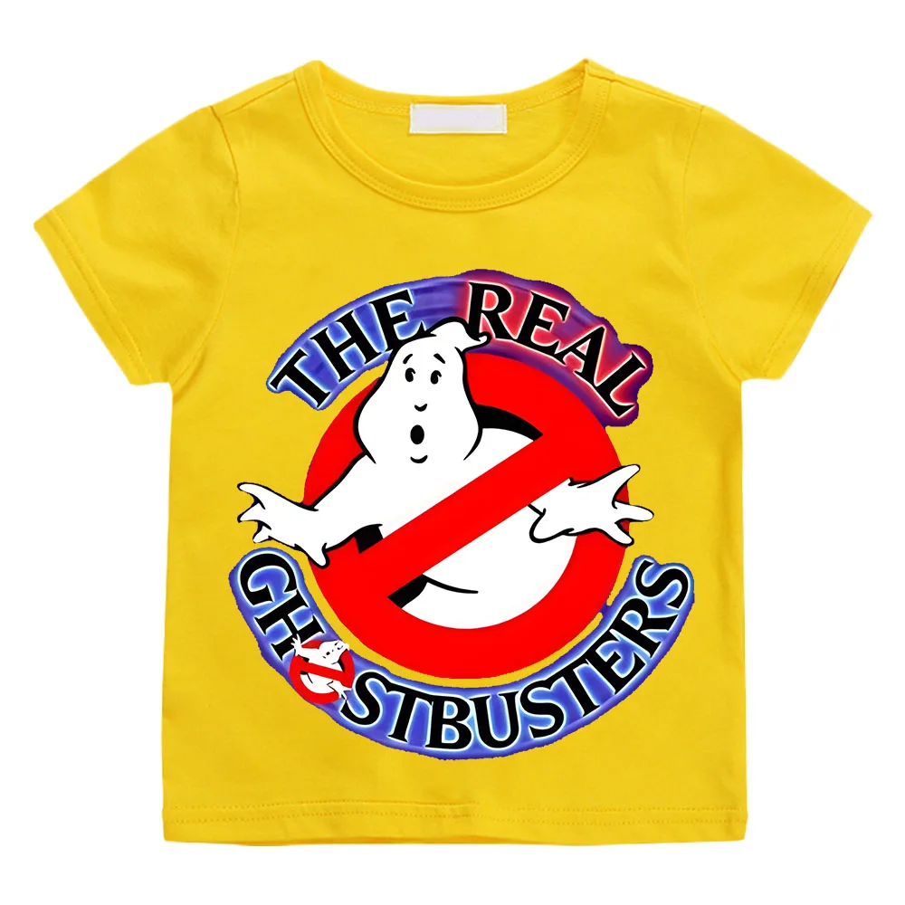 Summer Boys/Girls 4-14t Cartoon Cotton Funny Ghostbusters Game Print Cartoon Short Sleeve Children T-Shirt Animation Costumes 4