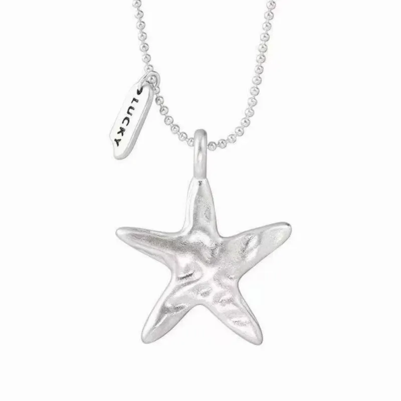 Simple Fashion Starfish Necklace for Women Inche Texture Pentagram Layered Collarbone Chain Necklaces Jewelry