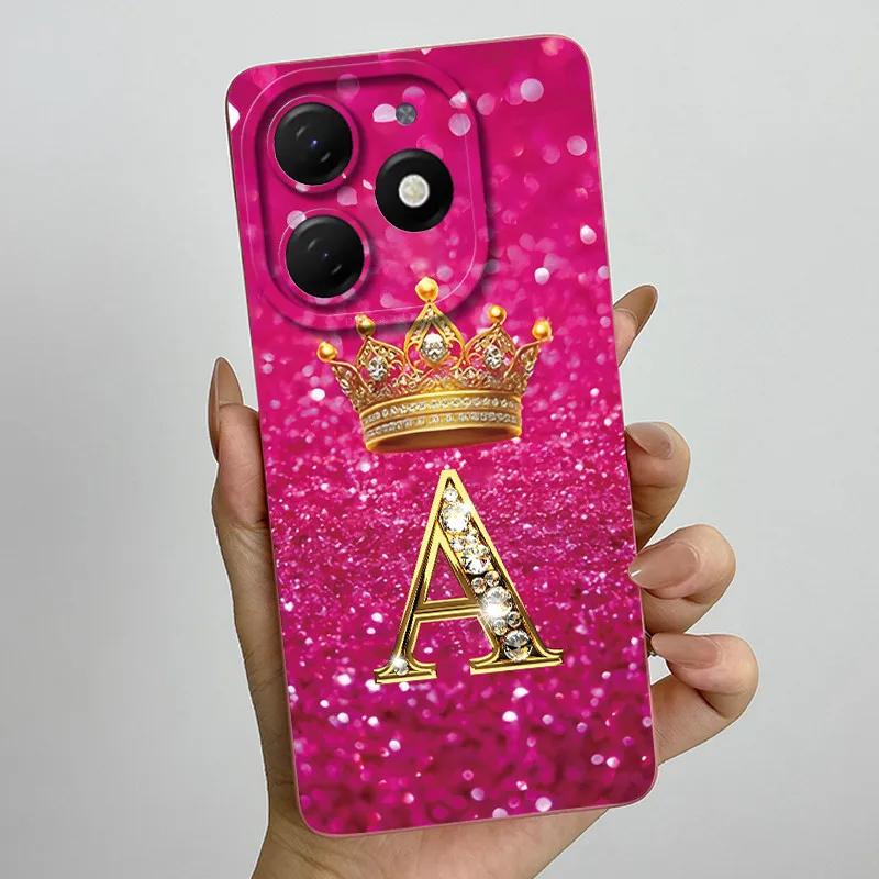 Crown Letter Silicone Soft Phone Case with Camera Protection and Back Cover Bumper