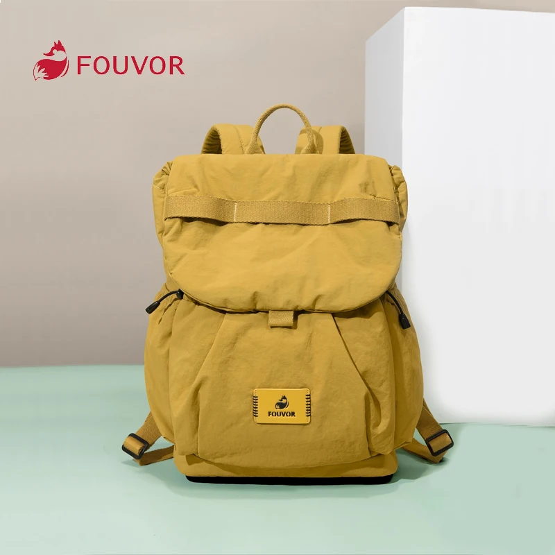 Fouvor Women's Backpack Lightweight Waterproof Travel Large Bag Magnetic Drawstring Flap Academic Laptop School Backpack 3072-03