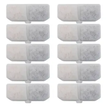 ไส้กรองน้ำสำหรับแมวน้ำพุ10แพ็คไส้กรองน้ำพุถ่านกัมมันต์สำหรับสัตว์เลี้ยงไส้กรองการไหลเวียนของน้ำทรงสี่เหลี่ยมผืนผ้า 1