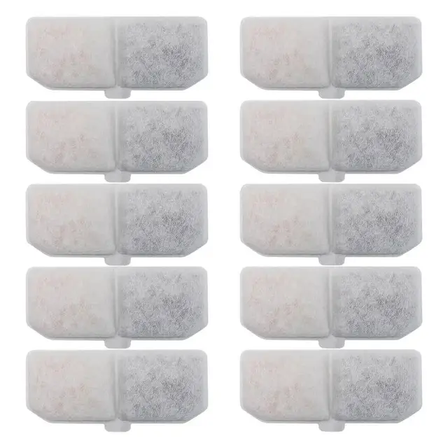 ไส้กรองน้ำสำหรับแมวน้ำพุ10แพ็คไส้กรองน้ำพุถ่านกัมมันต์สำหรับสัตว์เลี้ยงไส้กรองการไหลเวียนของน้ำทรงสี่เหลี่ยมผืนผ้า 1