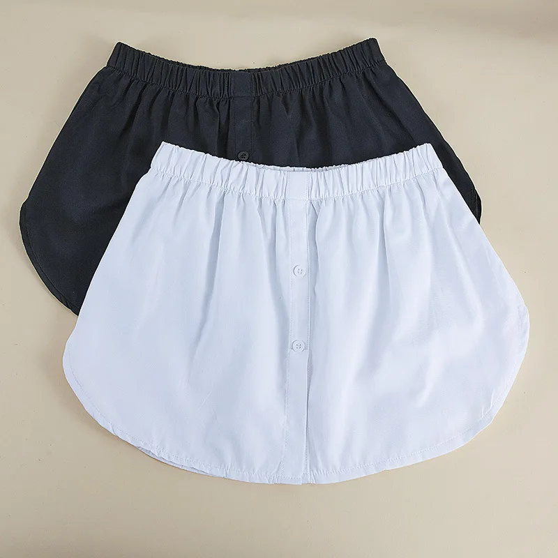 

2023 New Women Fake Skirt Tail Decorative Solid Color False Fake Blouse Skirts Elastic Waist Detachable Apron Underskirt