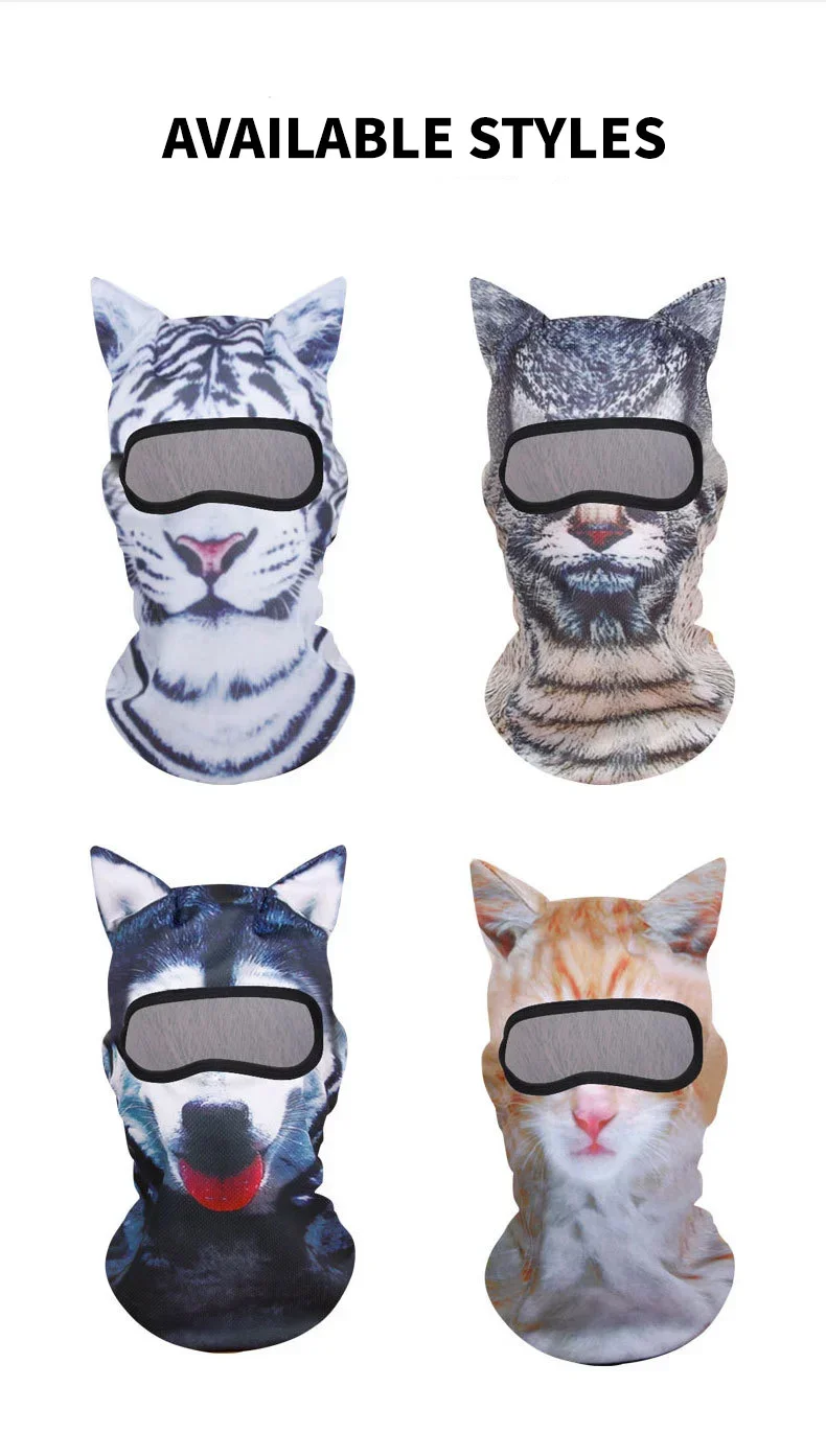 Lustige Mützen 3D Katzen-Tier-Skimaske für Männer und Frauen Ski-Mützen mit Ohren für Musikfestivals Raves Ski Halloween Geschenke – Detail 7