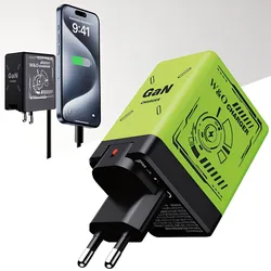2025 Advanced GaN 20W Type C Charger Cable (Green - EU Plug)
