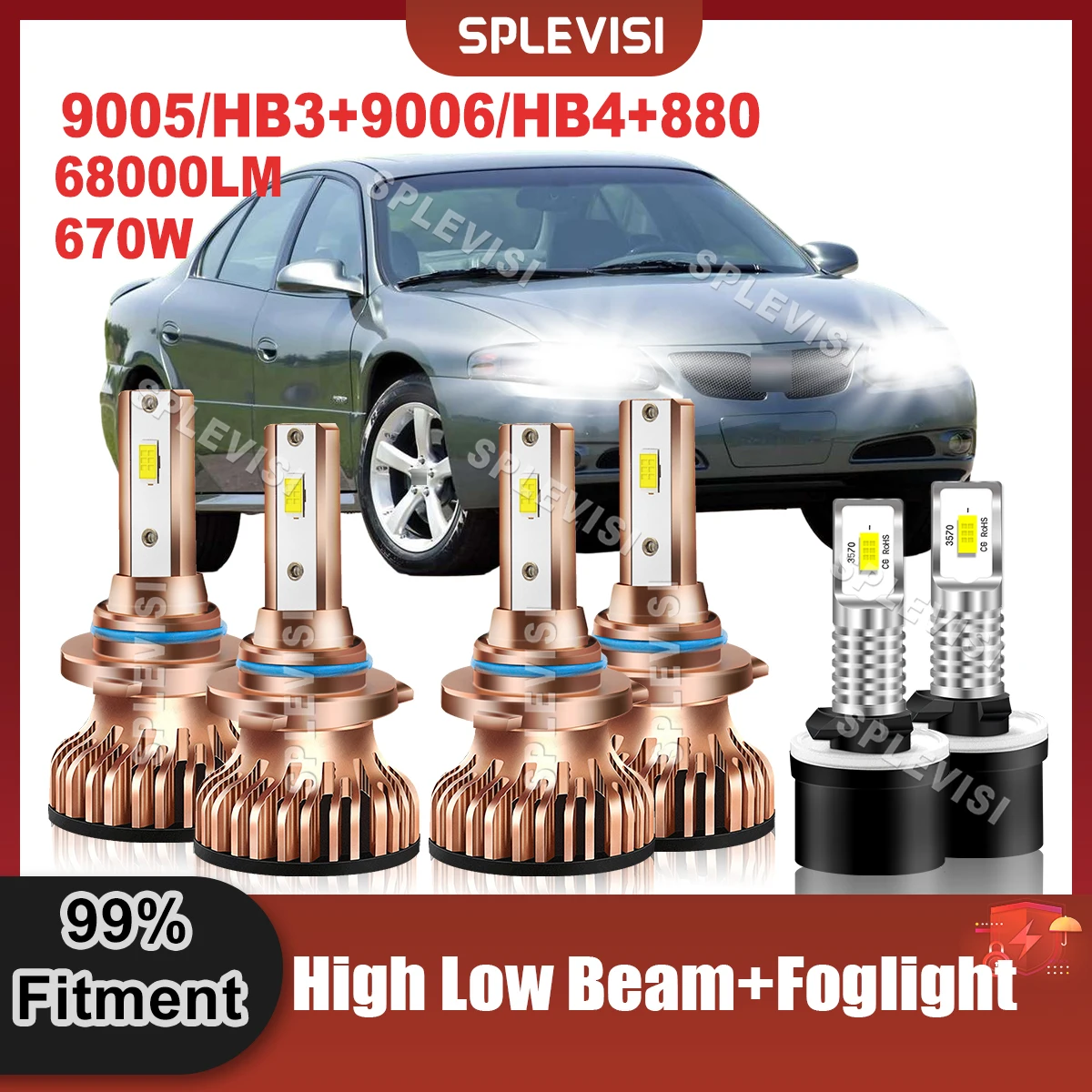 

LED High Low Beam Foglamp Bulbs For Pontiac Bonneville 1992 1993 1994 1995 1996 1997 1998 1999 2000 2001 2002 2003 2004 2005