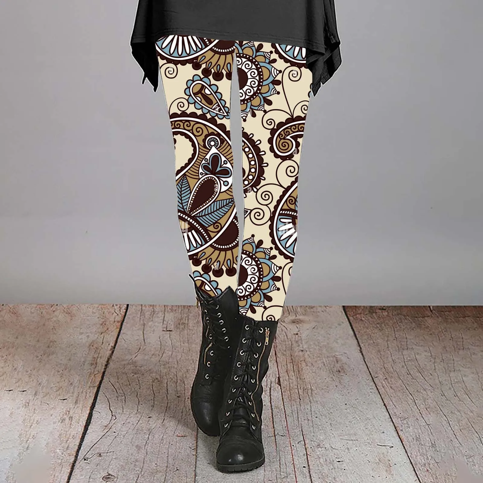 Women's Autumn And Winter Leggings Artistic Splash Printed Soft Stretchy Pants