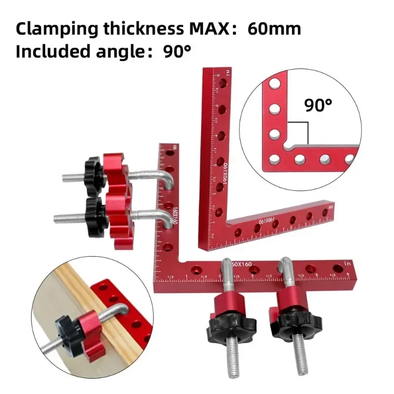 

A Pair 160MM 90 Degree L-Shaped Auxiliary Fixture Fixed Clip Carpenter's Square Splicing Board Positioning Panel Ruler Tool