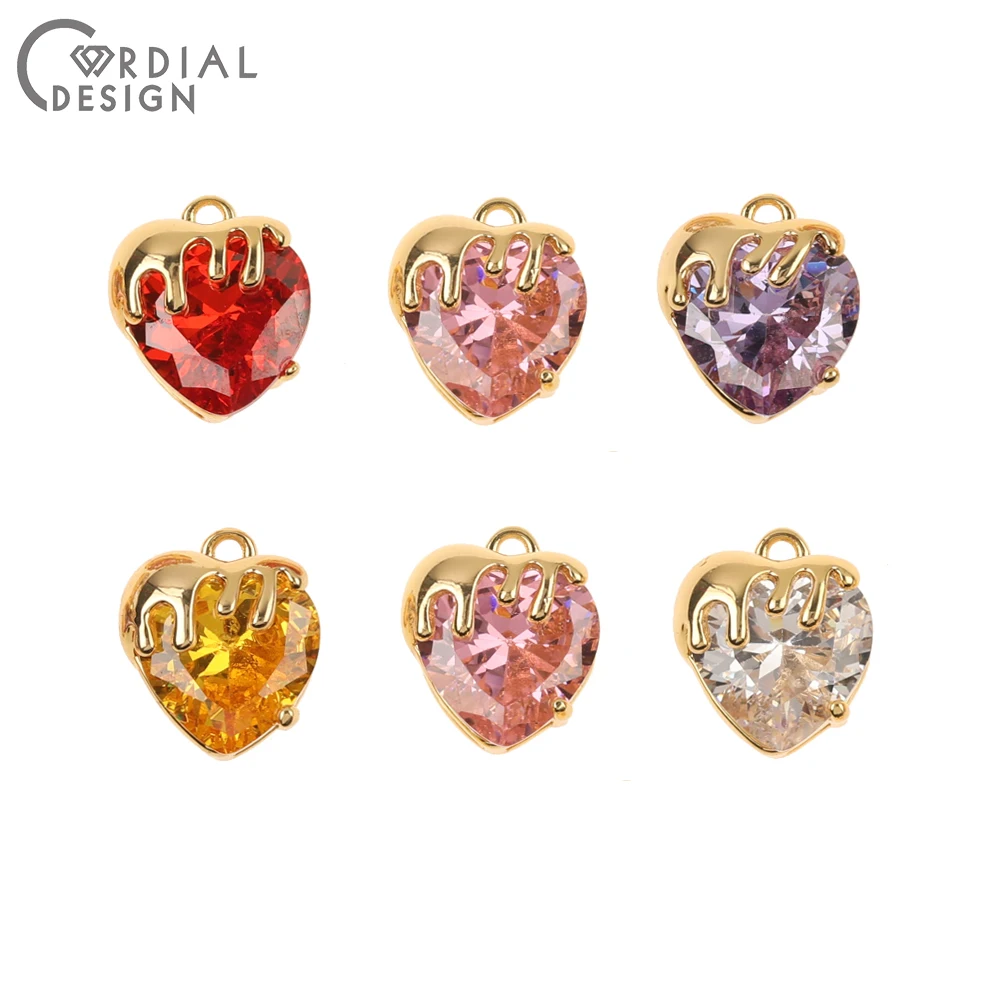 Cordial Design 20Pcs 11*12MM Jewelry Accessories/Hand Made/Heart Shape/CZ Charms/Pendant/Genuine Gold Plating/Jewelry Findings 1 Cordial Design 20Pcs 11*12MM Jewelry Accessories/Hand Made/Heart Shape/CZ Charms/Pendant/Genuine Gold Plating/Jewelry Findings - cordial