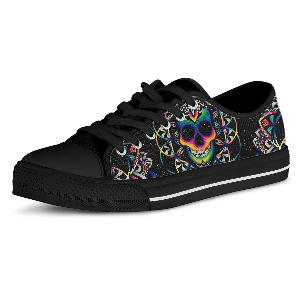 Gradient Color Skull Autumn Spring Light Canvas Shoes Women Shoes Lace-up Korean Tide Students Foot Pedal Flat Shoes