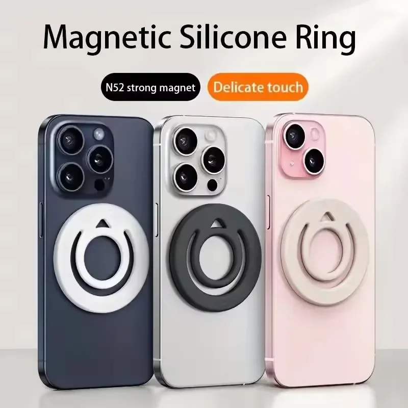Enhanced Silicone Magnetic Finger Strap Phone Ring Holder - Universal Soft Grip and Stand