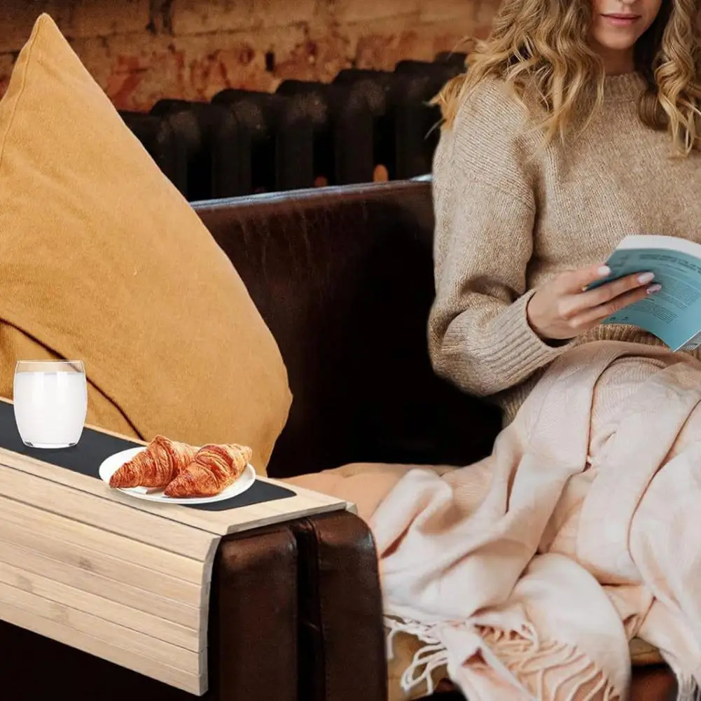 Anti-spill Sofa Tray Sofa Armrest Snack Tray Multifunctional Wooden Arm Non-slip Heavy Duty for Couch for Coffee