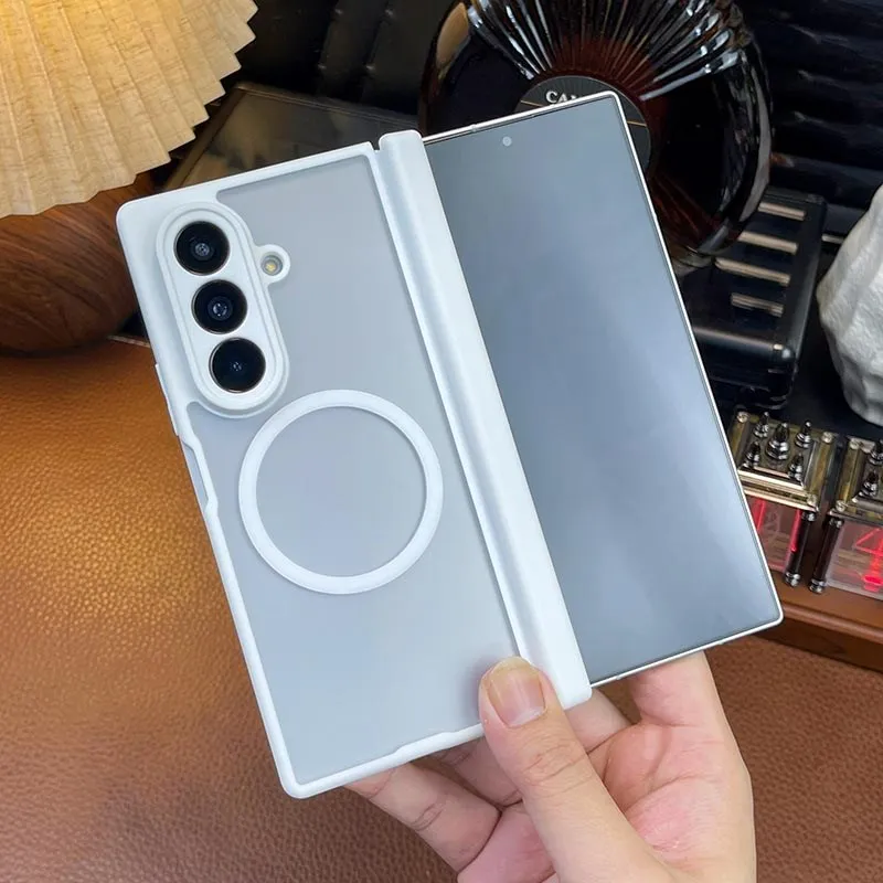 Für Magsafe Hülle für Samsung Galaxy Z Fold 5 6 7 8 Ultra Transparentes Scharnier Kabelloses Laden Magnetisch Ohne Frontabdeckung Zubehör