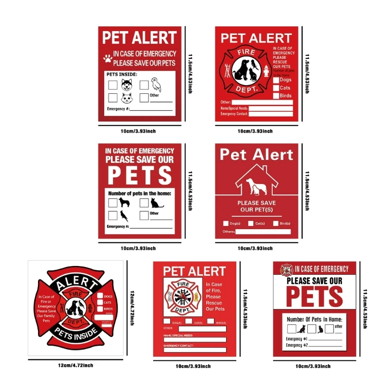 Lot De 5 Autocollants D'alerte Aux Animaux De Compagnie – Autocollant En Vinyle Résistant Aux Intempéries Et Aux UV Pour Portes Et Fenêtres Avec Carte Portefeuille – Save My Pets En Cas