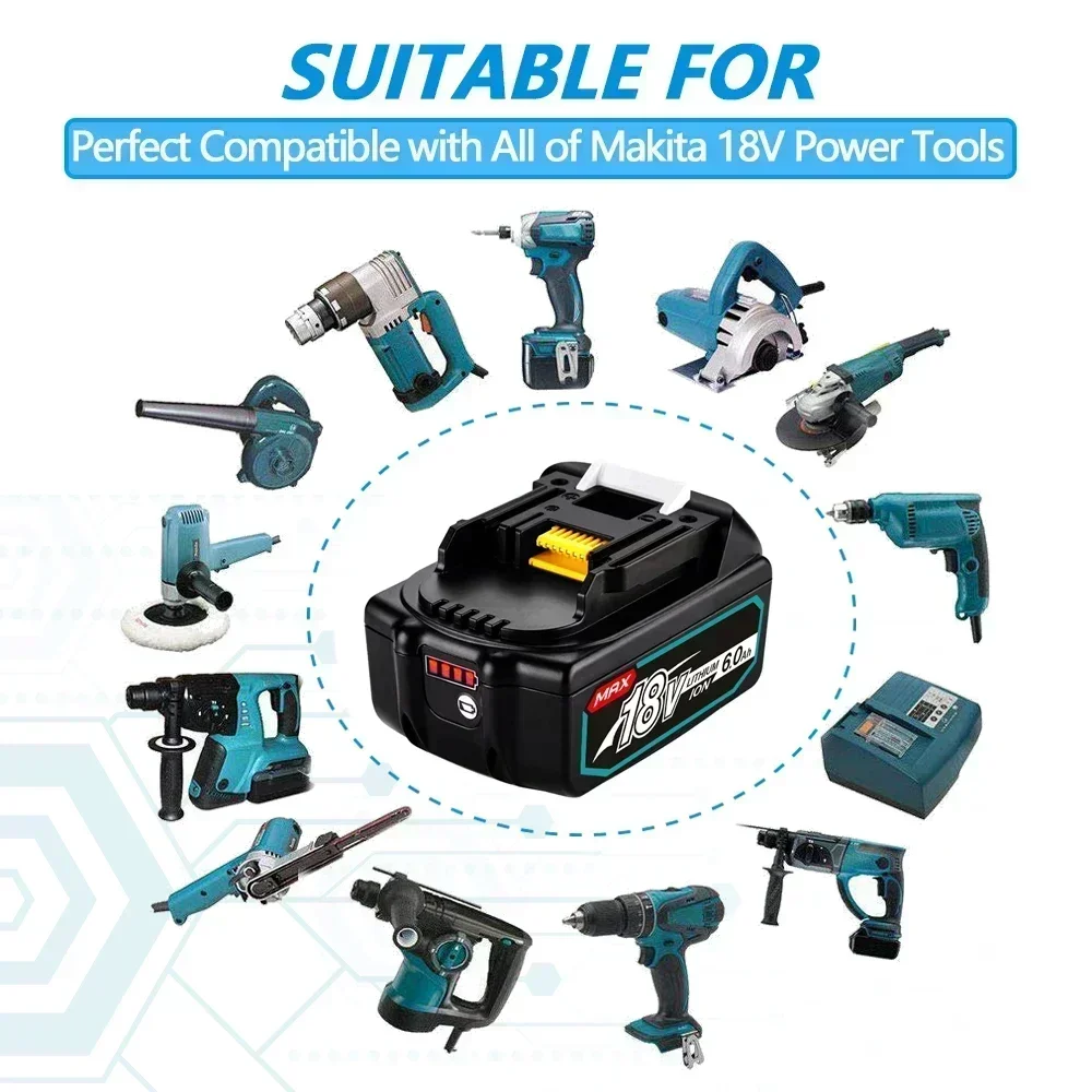 Power Tool Rechargeable Battery 18V 8Ah for Makita LXT BL1860