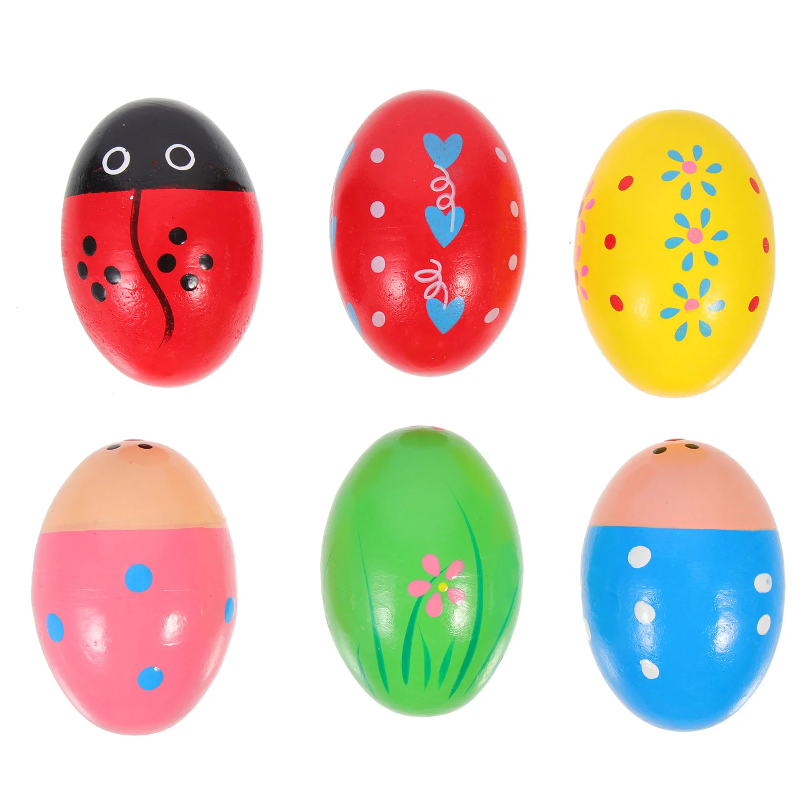 6pcs Wood Egg Shaker Percussion Instrument Plaything Egg Shaker Accessory Wood Shakers Kids Shakers Toy